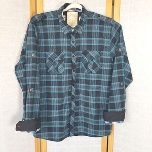 Men's Sovereign Code Shirt Woven Pleasure Plaid Button Down Size 2XL